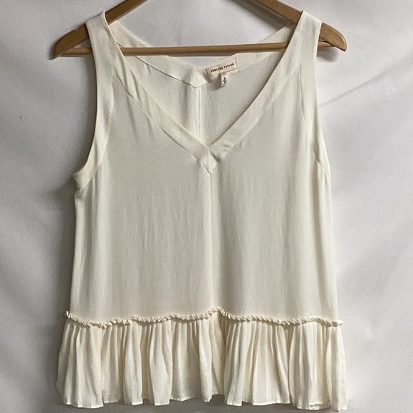 Rebecca Taylor Tops - REBECCA TAYLOR Pleat Hem 100% Silk Tank White Size 6
